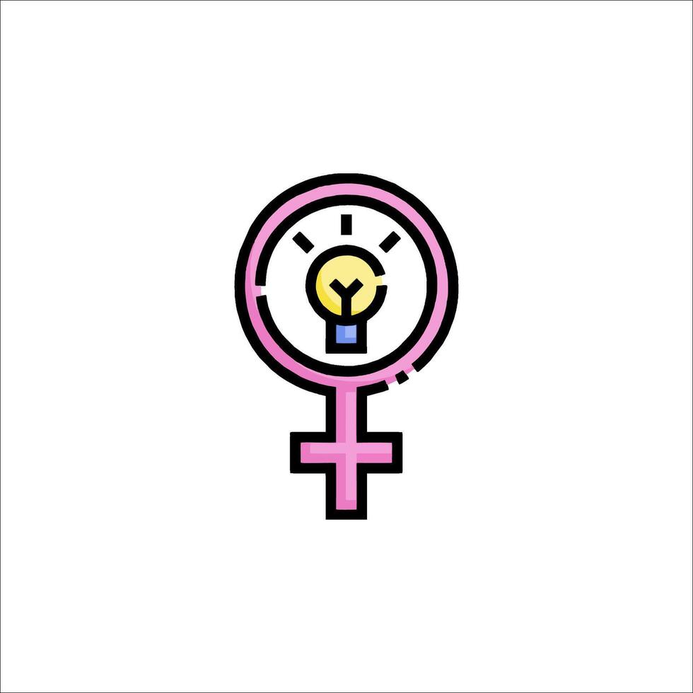 A pink female symbol with a light bulb in the middle vector