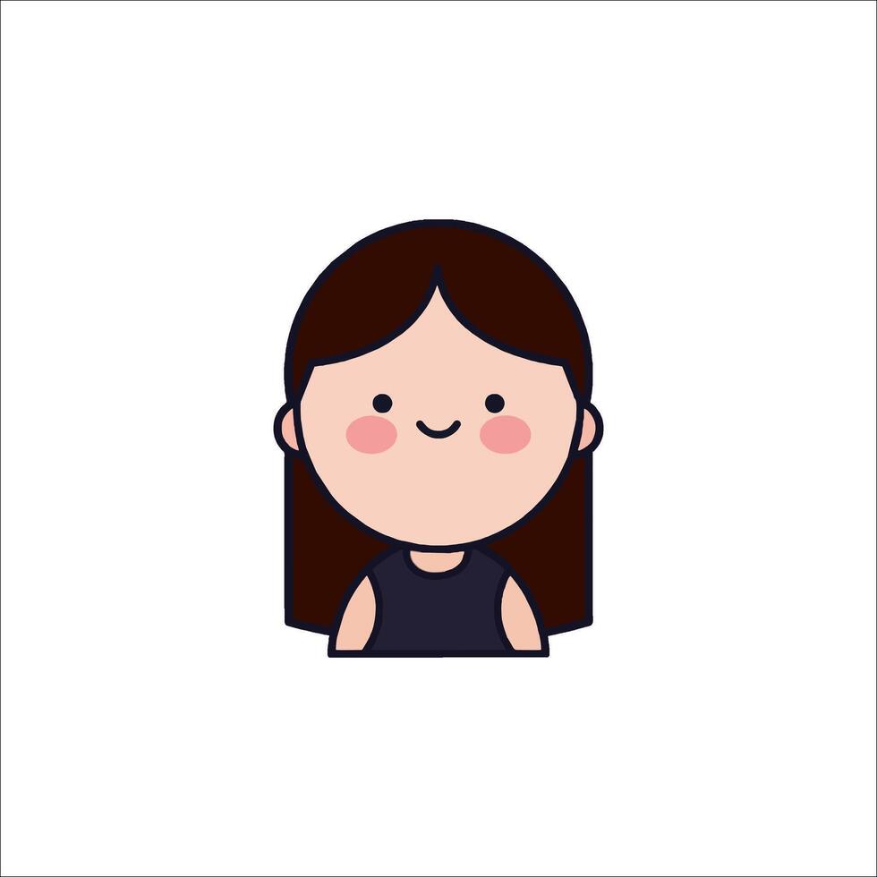 A cartoon girl with brown hair and a black shirt vector