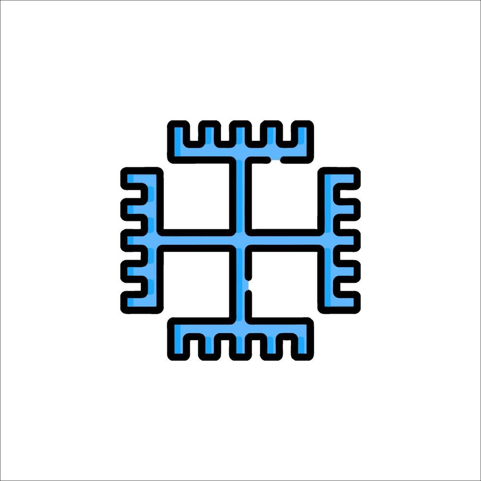 A blue and black snowflake icon vector