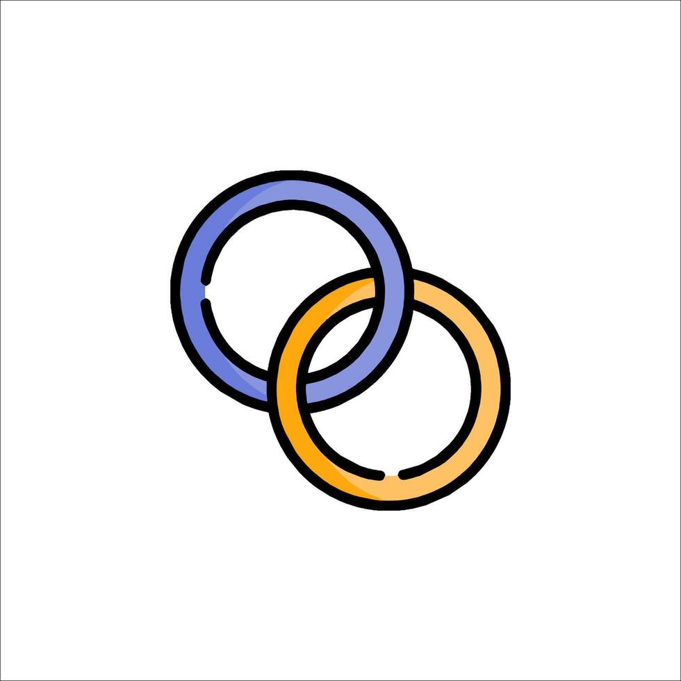 Two rings are shown in a line drawing vector