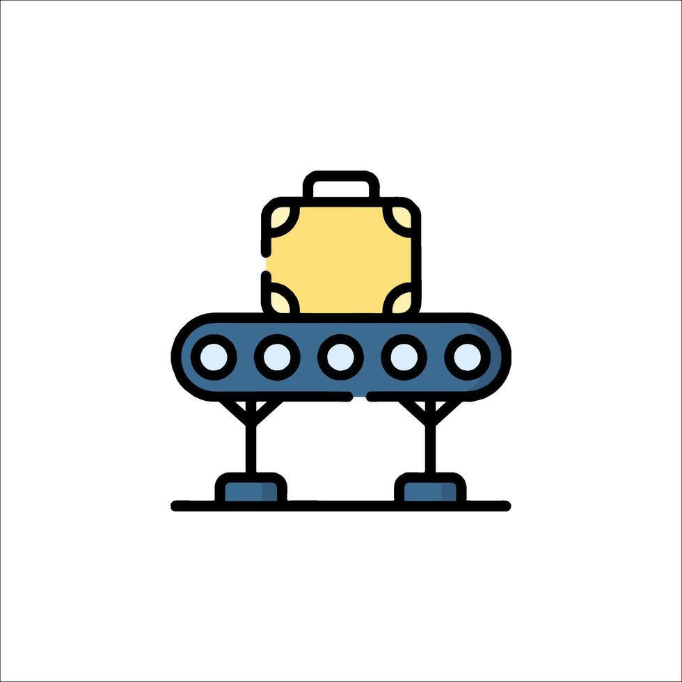 A suitcase on a conveyor belt icon vector