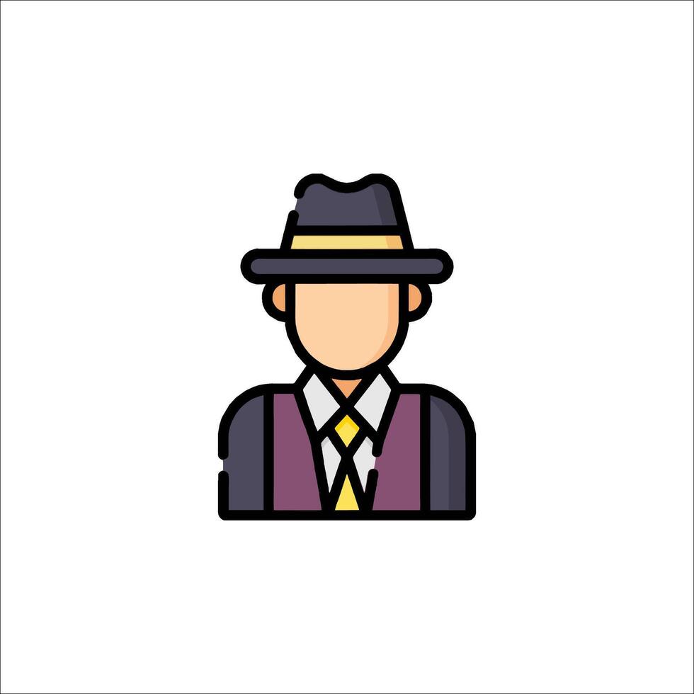 A man in a hat and tie icon vector