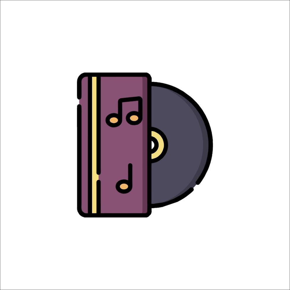 Music icon with a record and musical notes vector