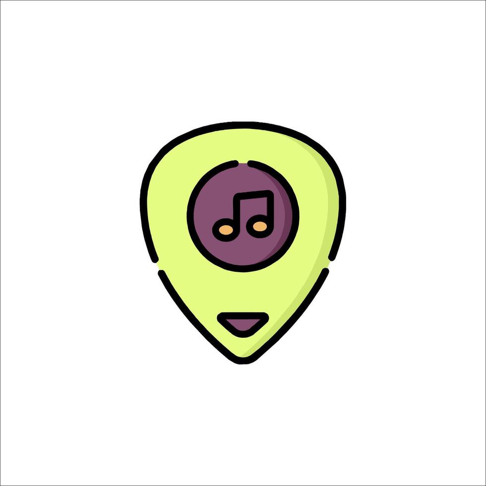 A green music pick with a music note icon vector