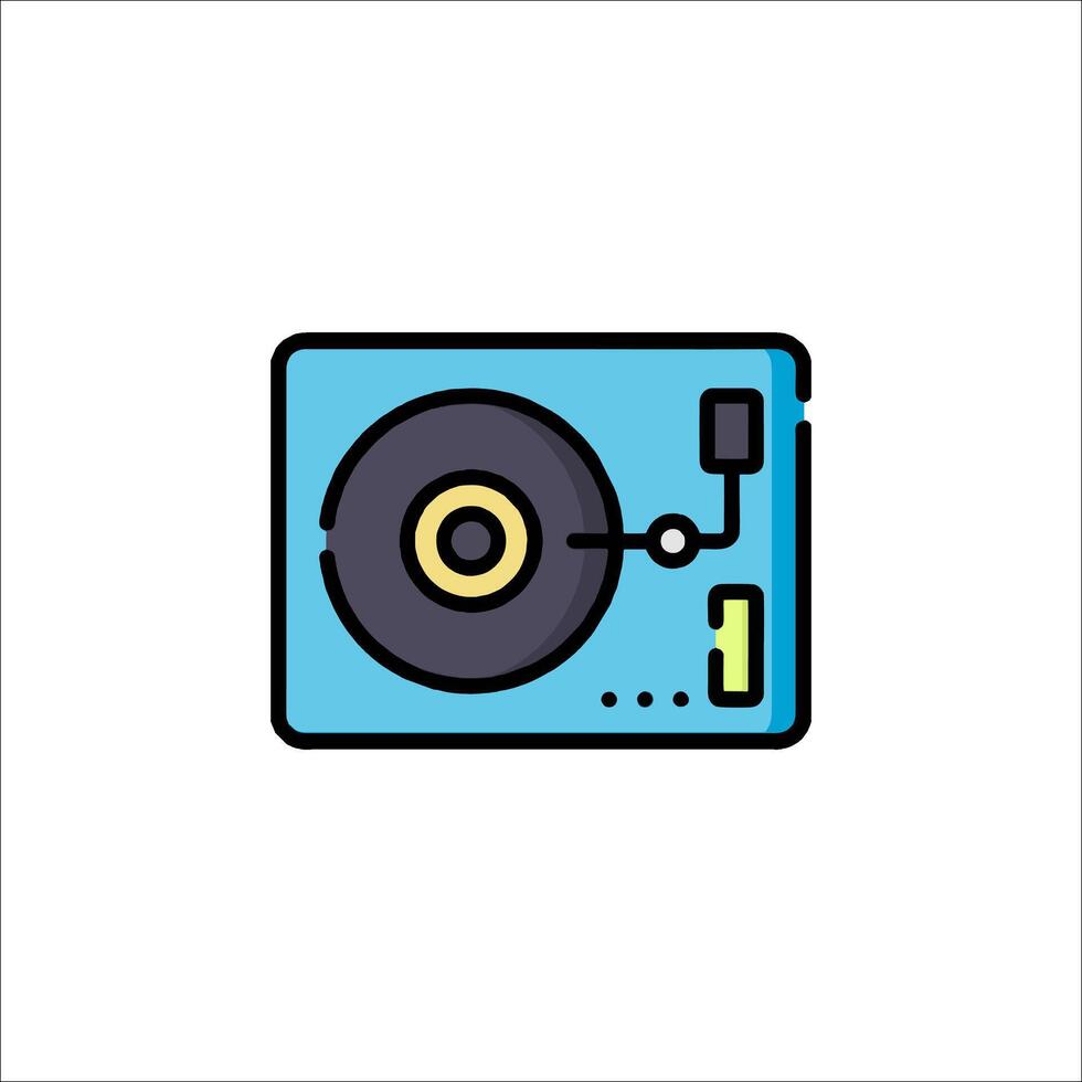 A blue and yellow turntable icon on a white background vector