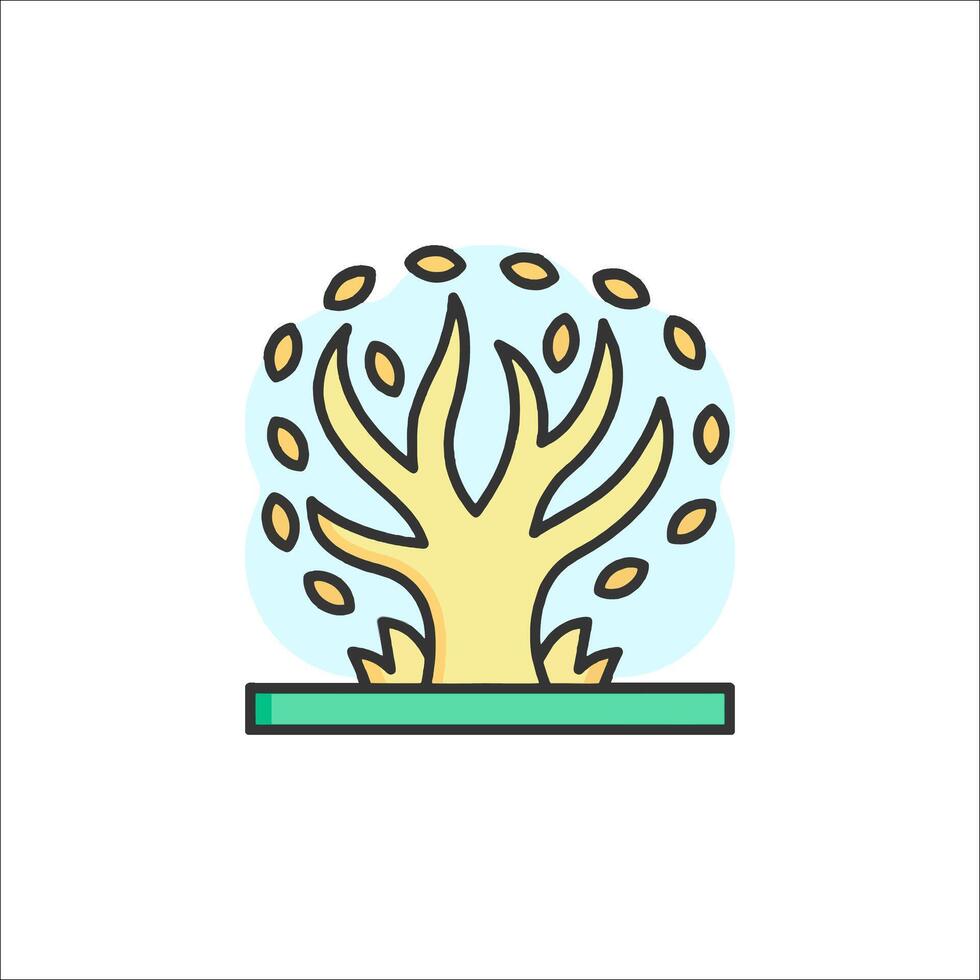 Tree icon with leaves and leaves on top vector
