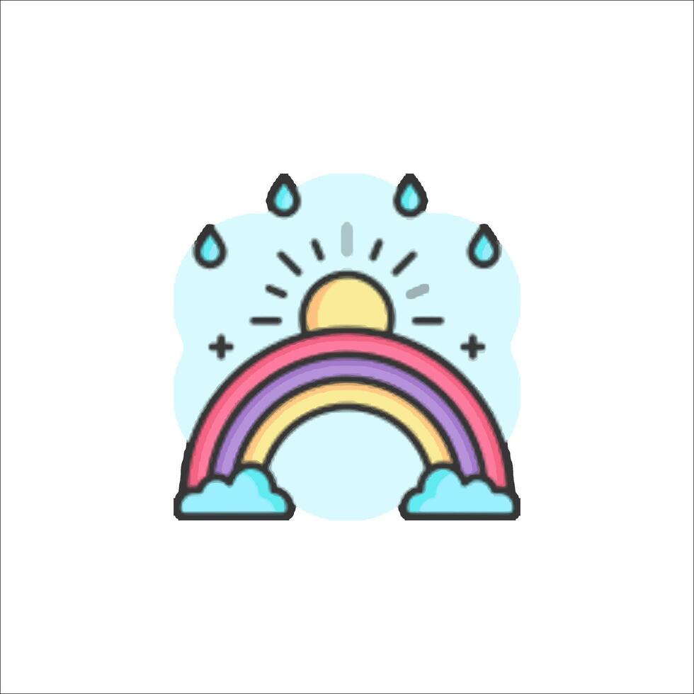 Rainbow icon with clouds and sun vector
