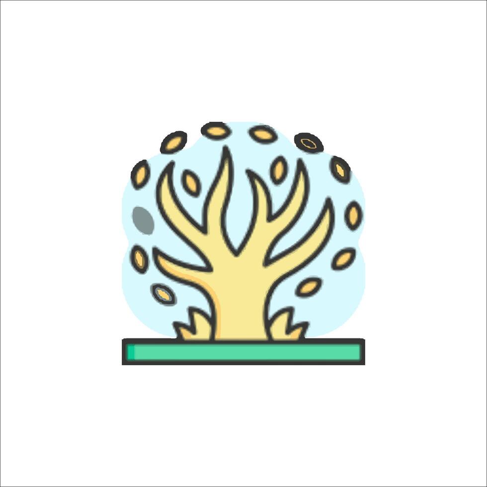 A tree with leaves on it in a square vector