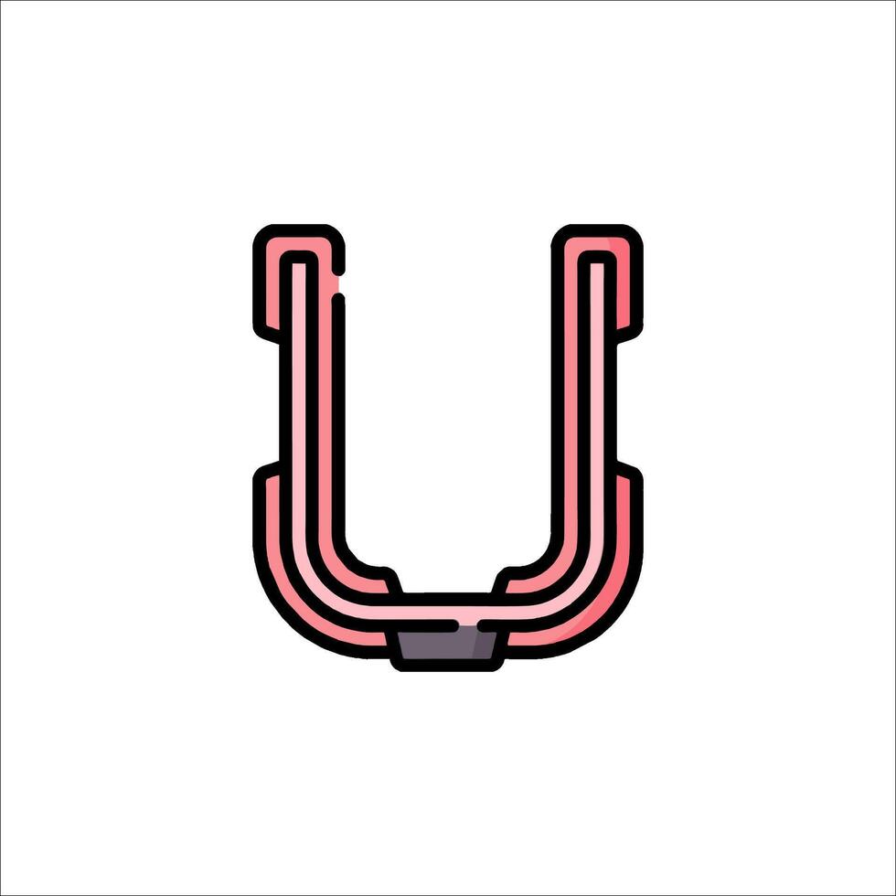 A letter u with a red and pink outline vector