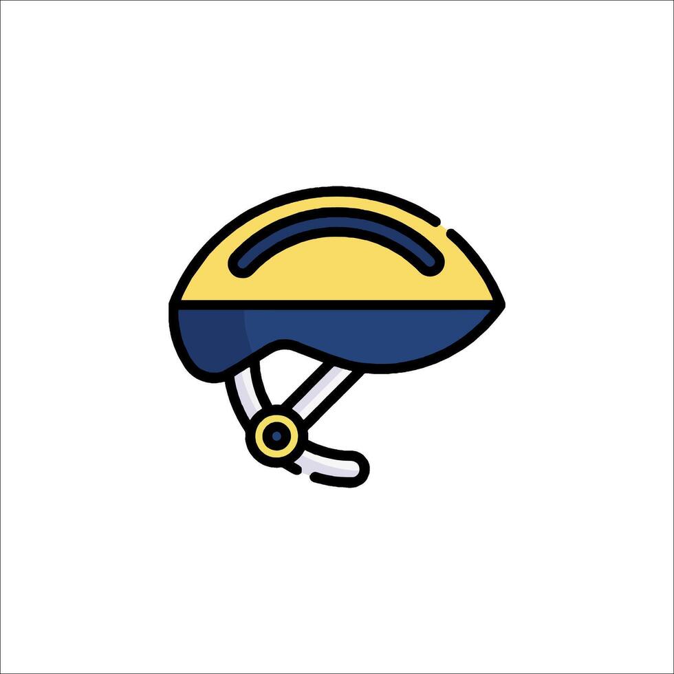 A yellow and blue helmet icon vector