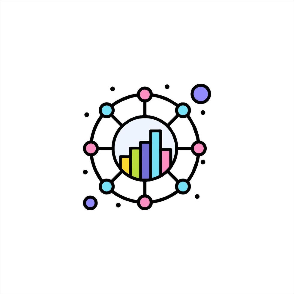 A colorful icon of a graph with dots vector