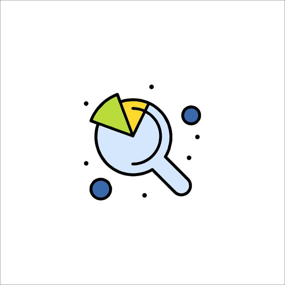 A magnifying glass icon with a slice of pizza vector