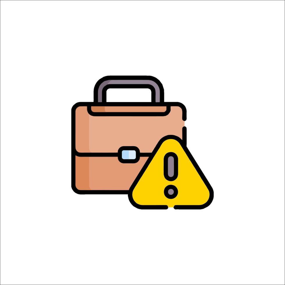 A briefcase with a warning sign and a yellow triangle vector