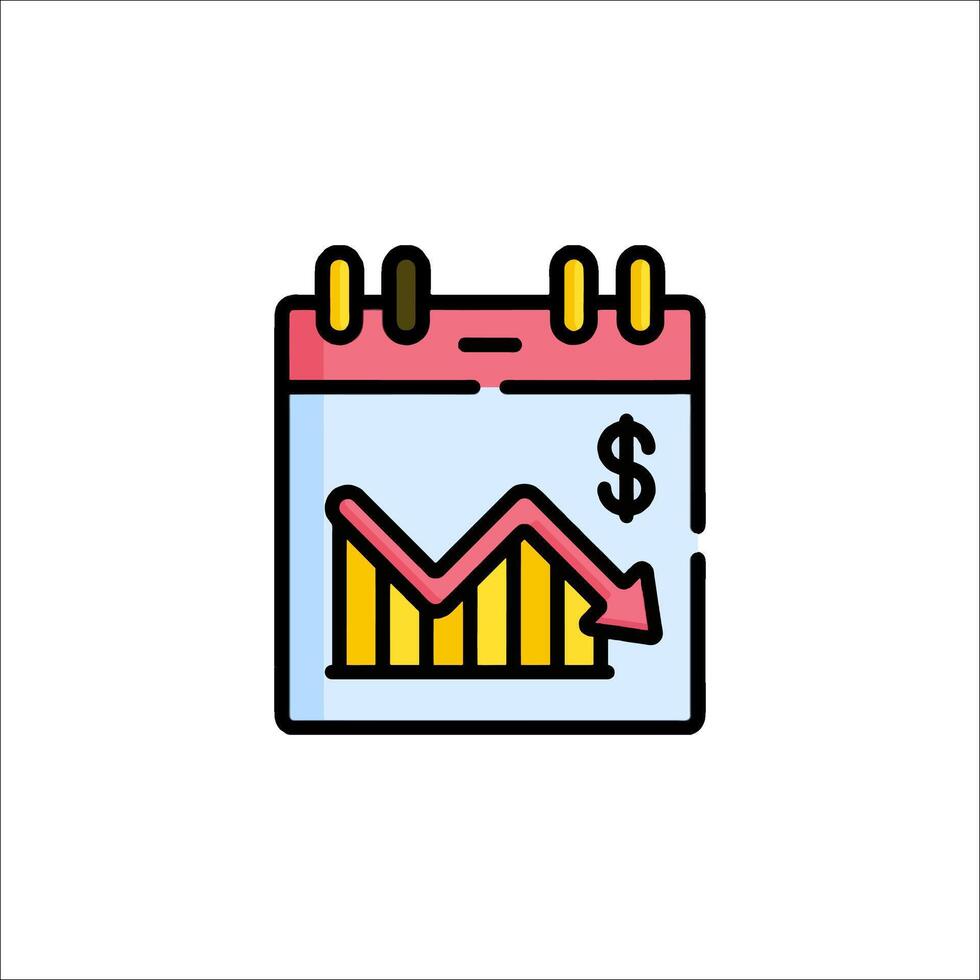 A calendar with a graph and dollar sign vector