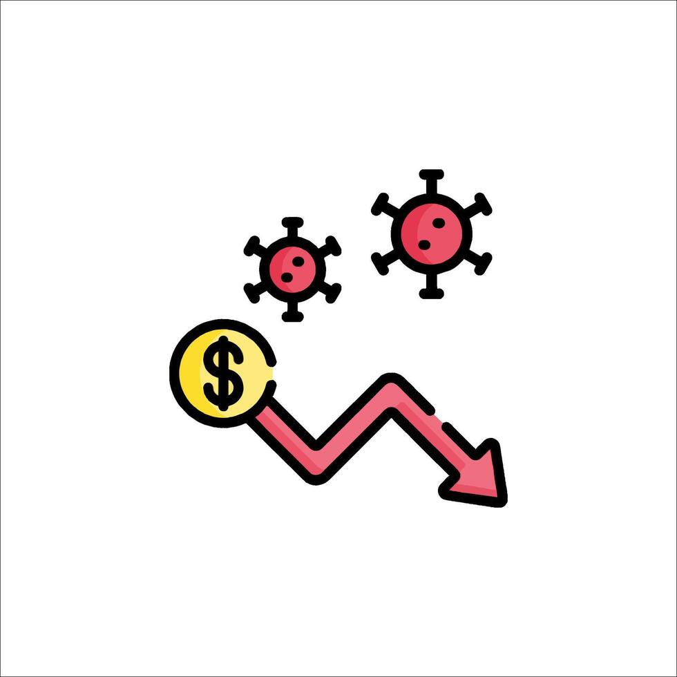 A dollar sign and a virus icon vector