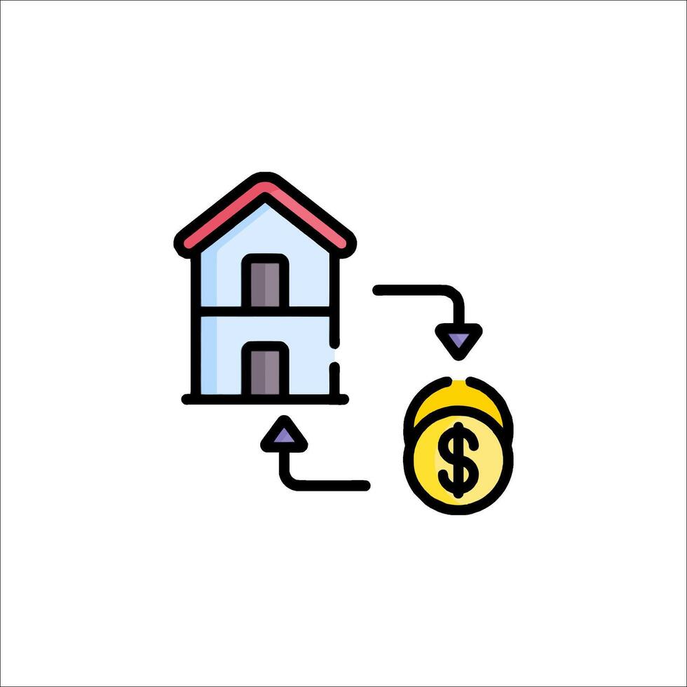 A house and a dollar coin icon vector