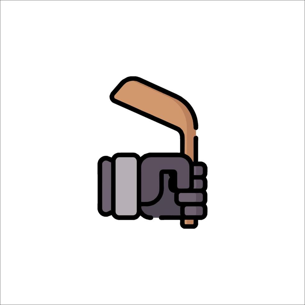 A hand holding a hockey stick and glove icon vector