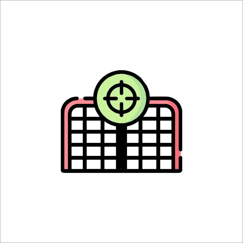 A green and red icon of a building with a target vector