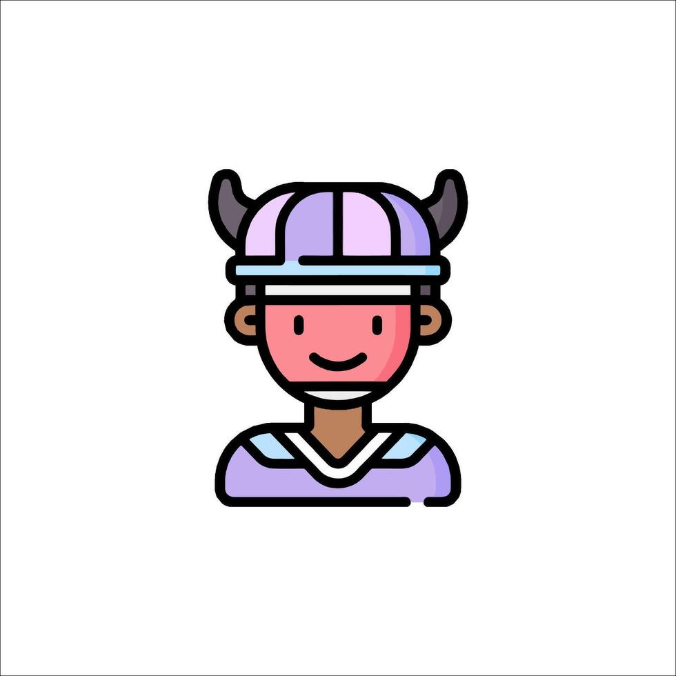 A cartoon character with horns on his head vector