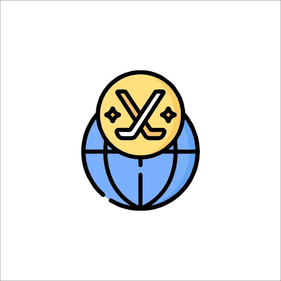 A globe with a hockey stick on it vector
