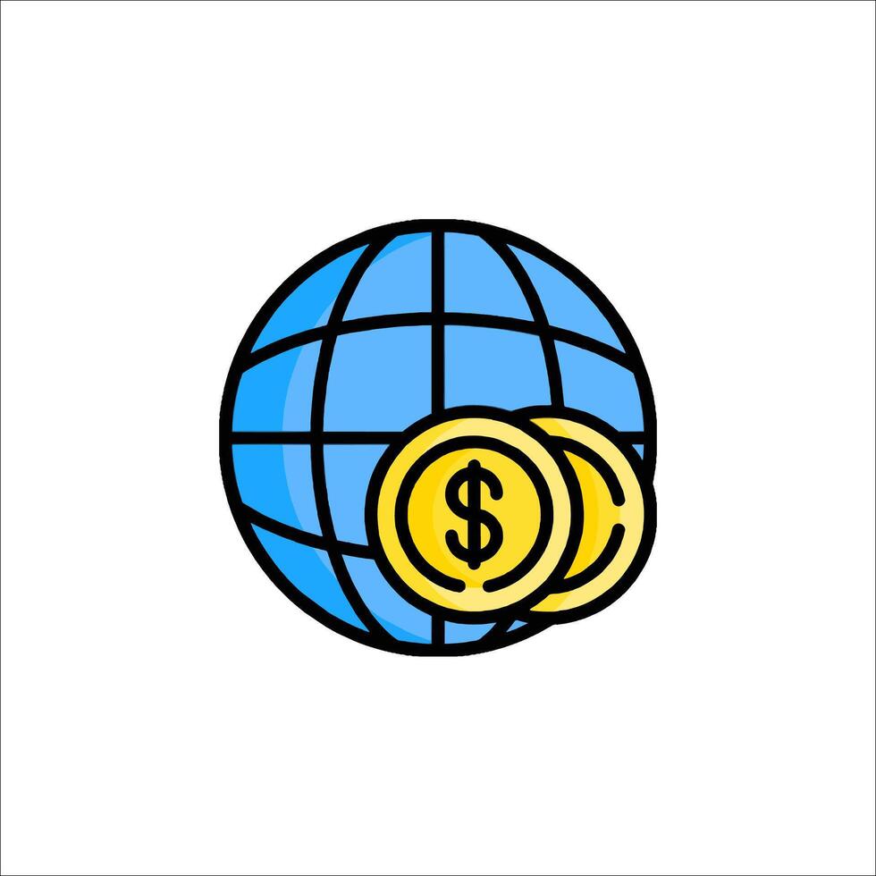 World globe and money icon illustration vector