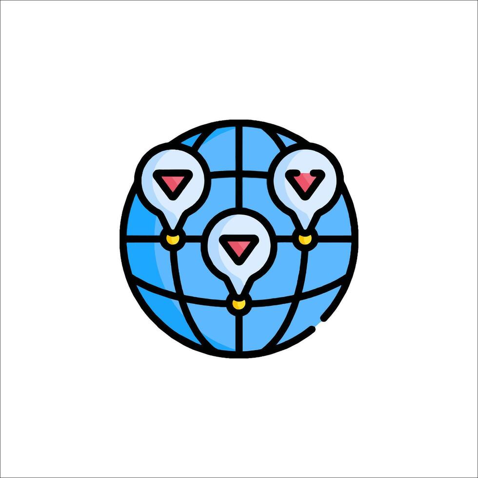 A globe with three hearts on it vector