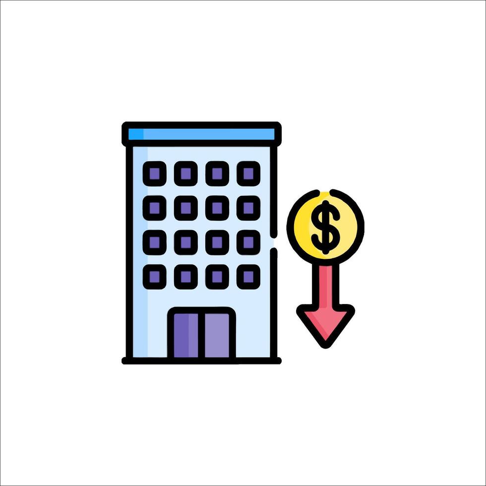 A building with a dollar sign and an arrow pointing to it vector