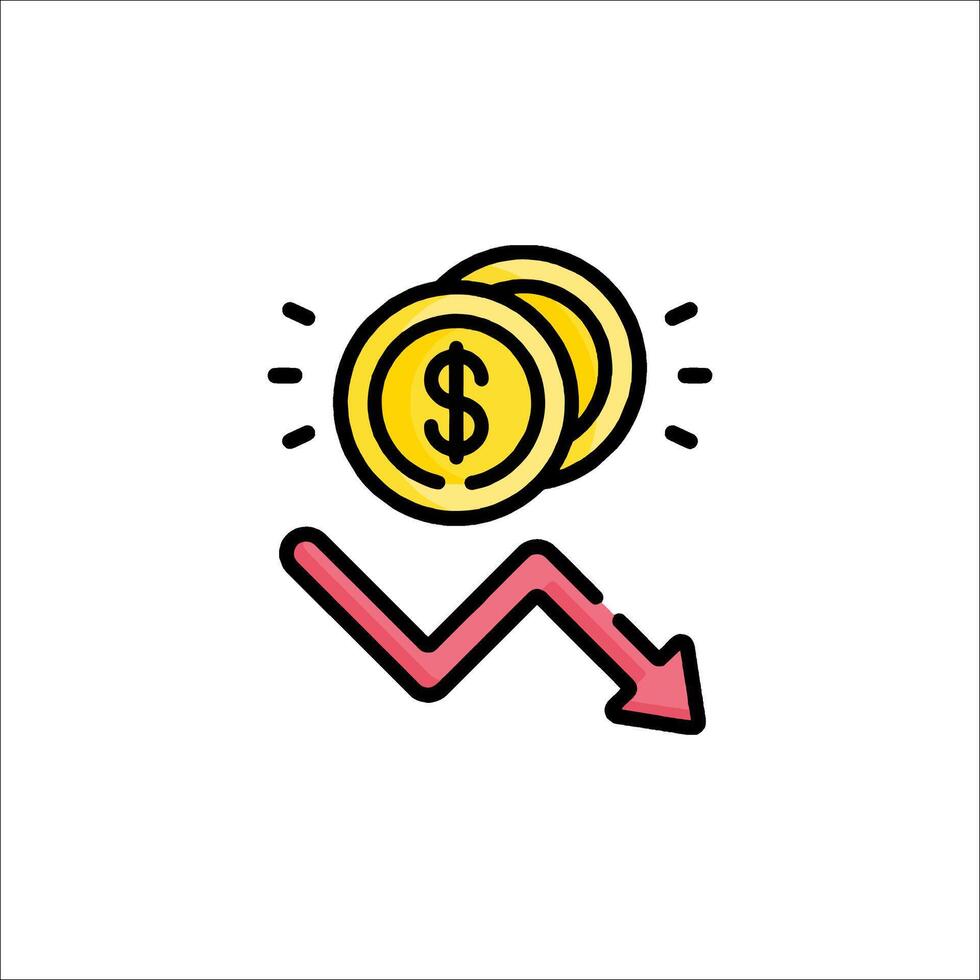 A dollar coin and an arrow going up vector