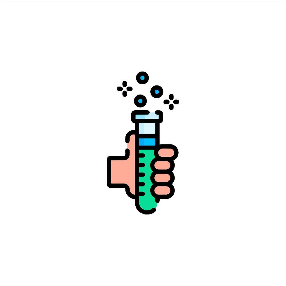 A hand holding a test tube with bubbles vector
