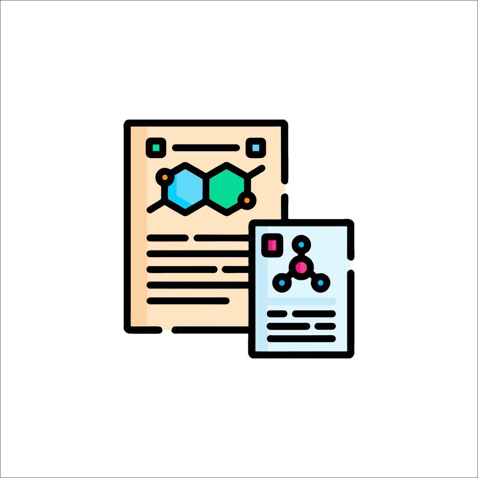 A document and a paper with a molecule on it vector