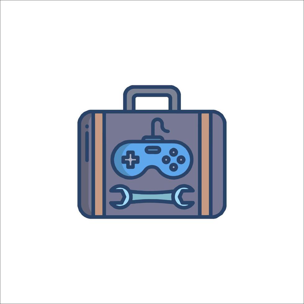 A game controller and wrench in a suitcase vector