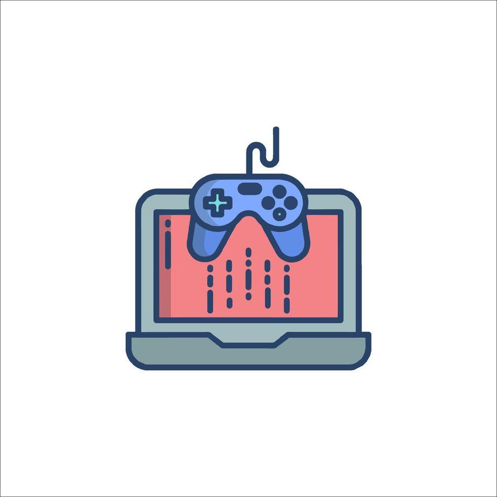 A game controller on a laptop vector