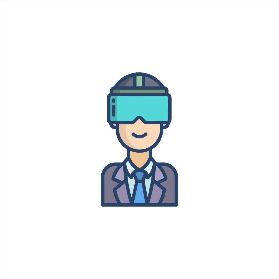 A man wearing a virtual reality headset icon vector