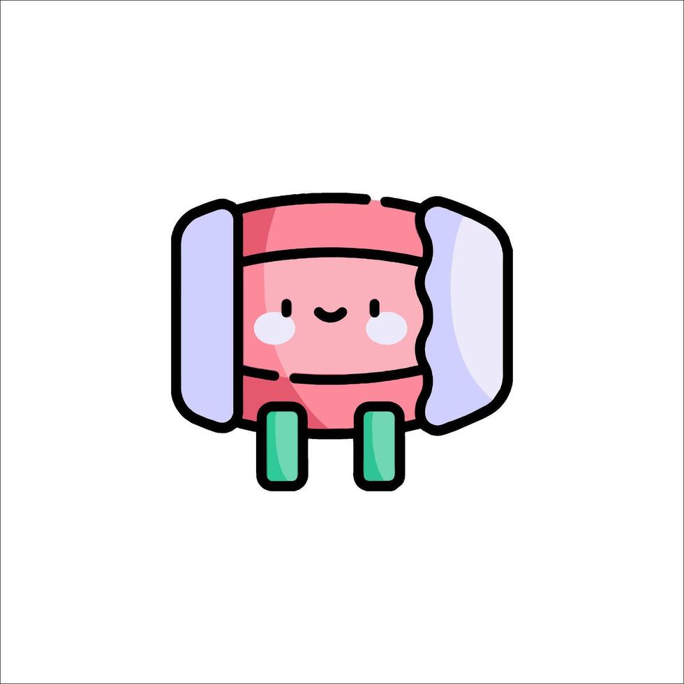 A pink and green character with a smile on its face vector