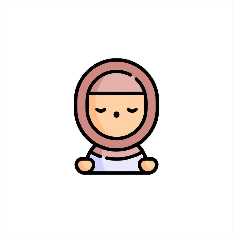 A cartoon woman in a hijab is sitting in meditation vector