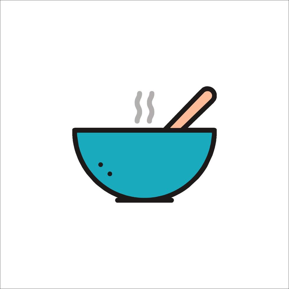 A bowl with a spoon and hot water in it vector