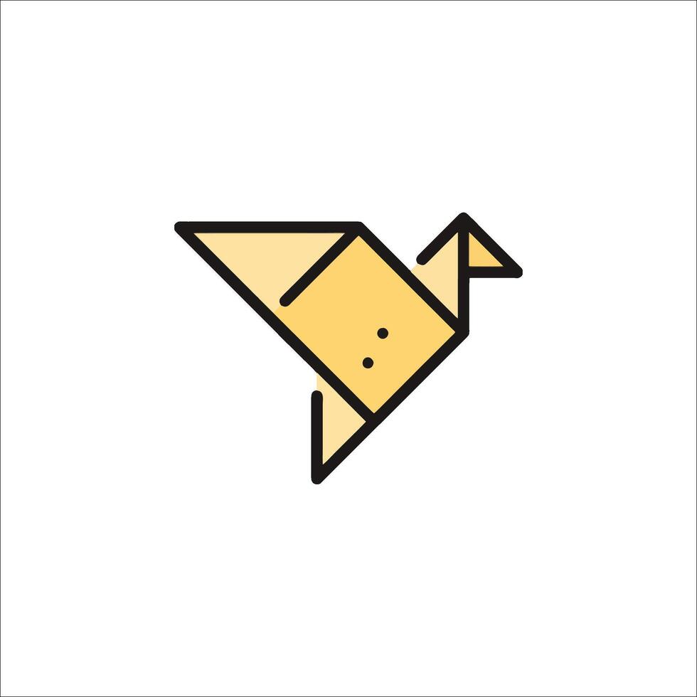 Origami bird icon vector