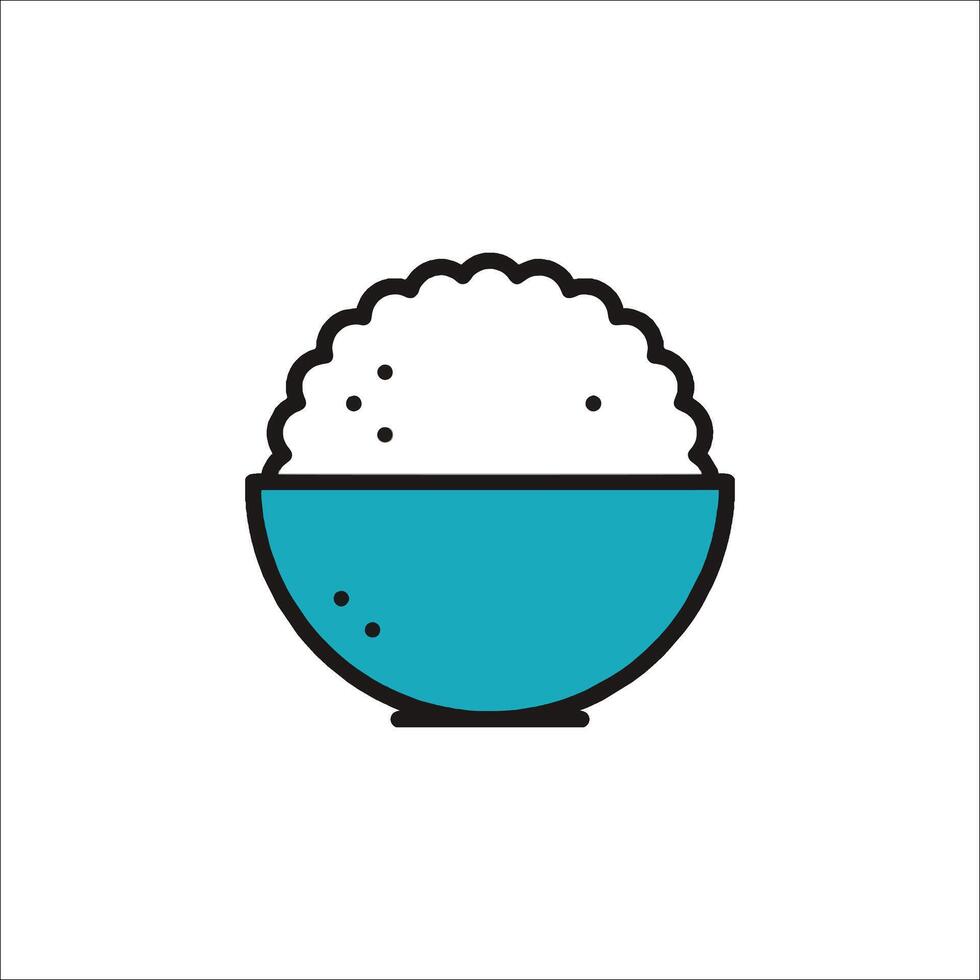 Rice bowl icon in line style on white background vector
