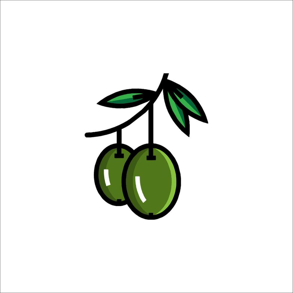 Olives on a branch icon illustration vector
