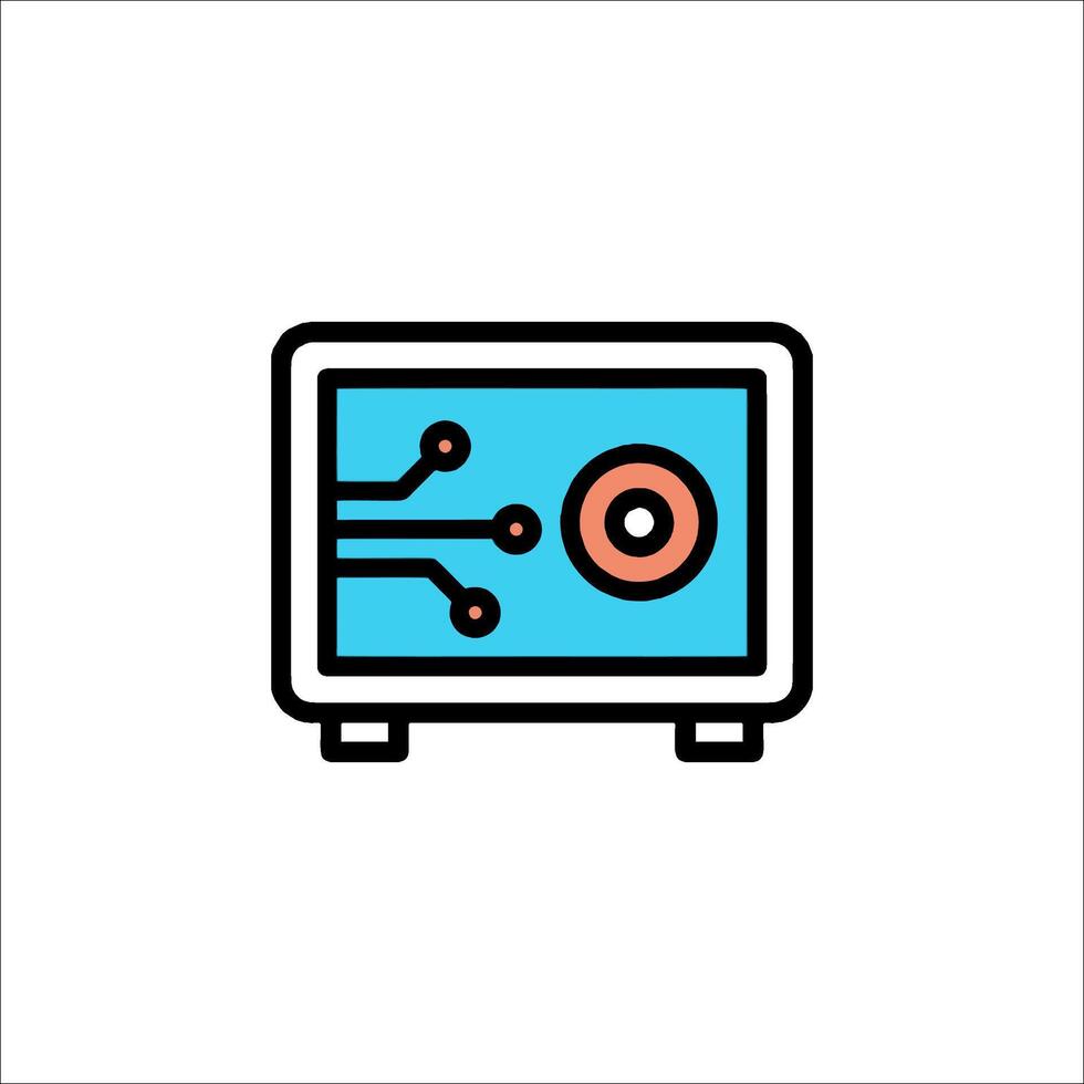 A computer monitor with a circuit board on it vector