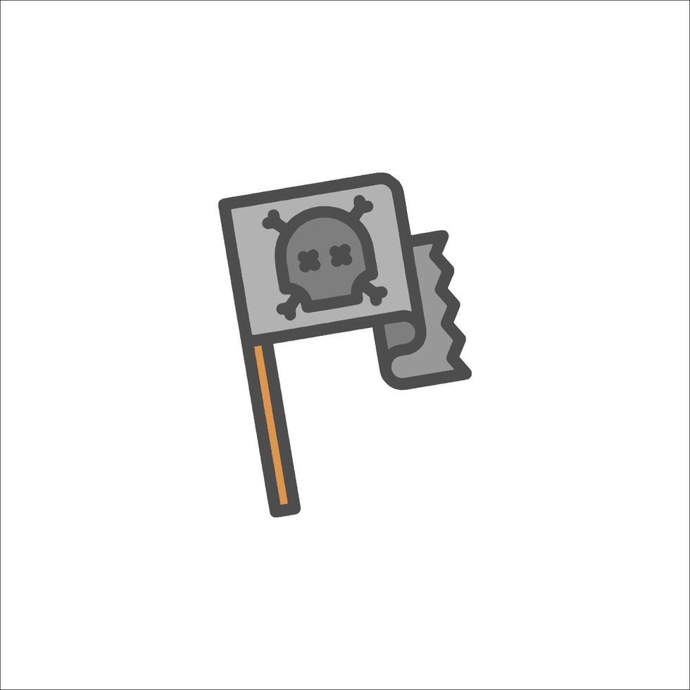 A skull and crossbones flag icon vector
