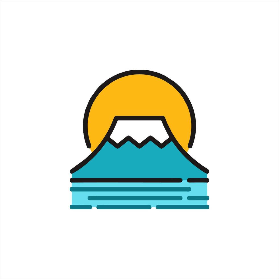 The mountain and the sun icon vector