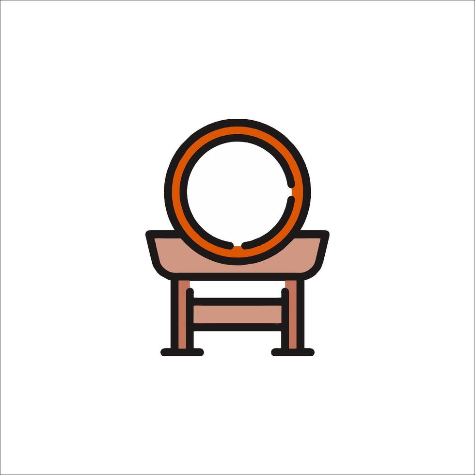 A small table with a mirror on it vector