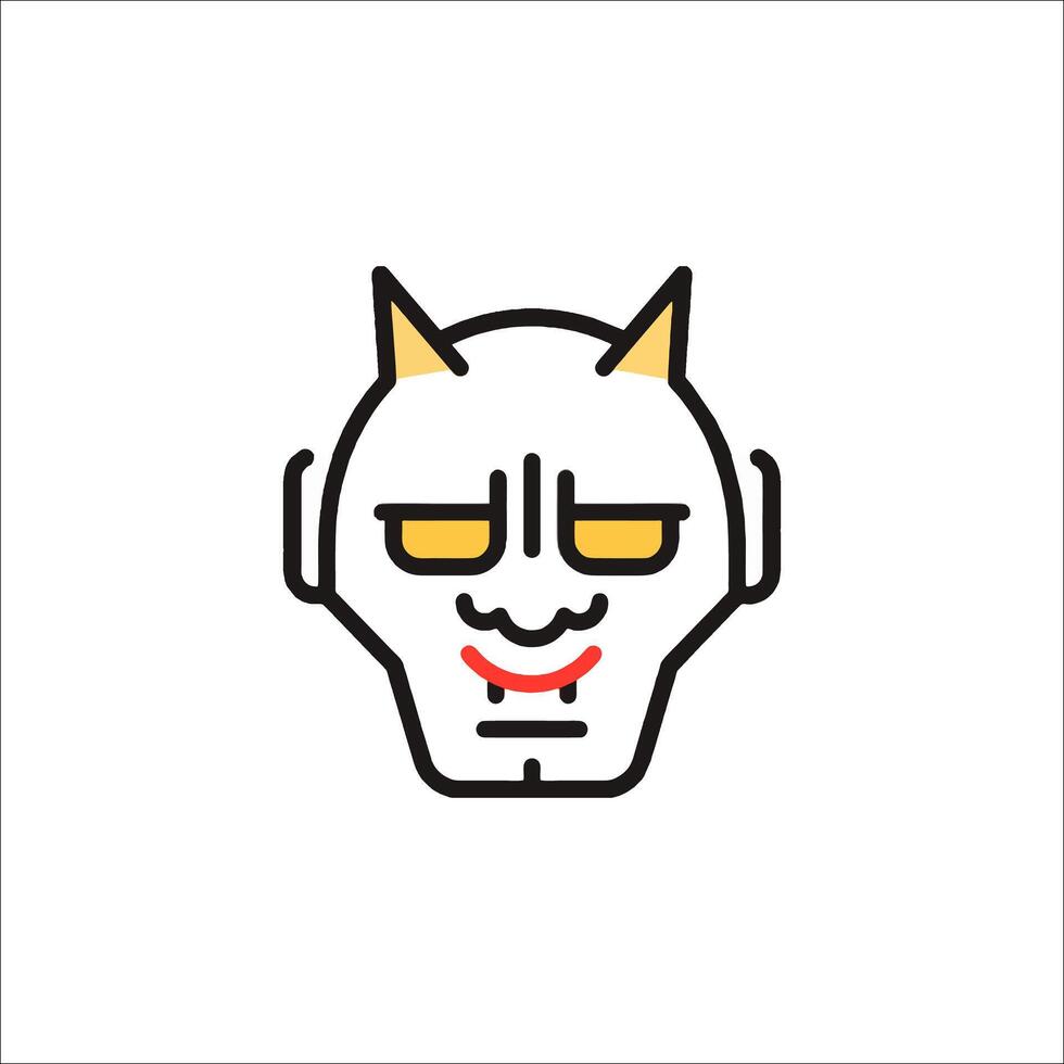 A robot head with horns and a smile vector
