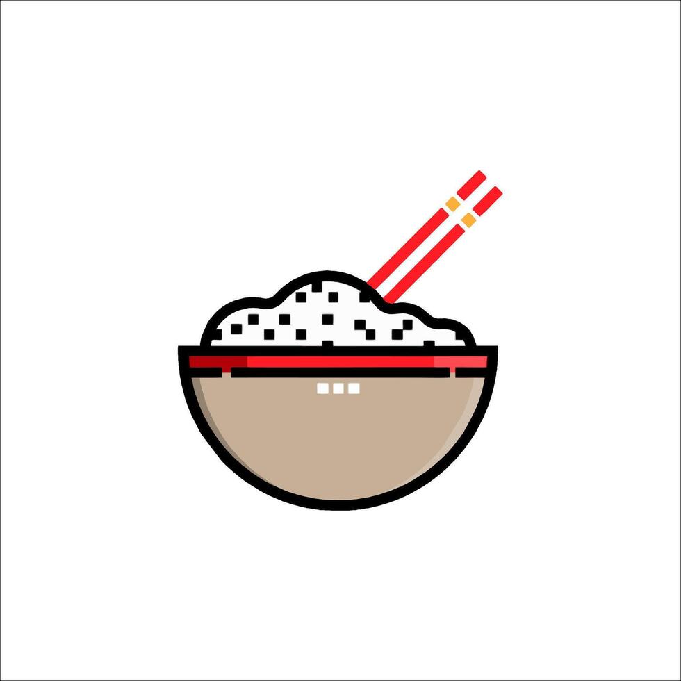 Rice bowl with chopsticks and rice in it vector
