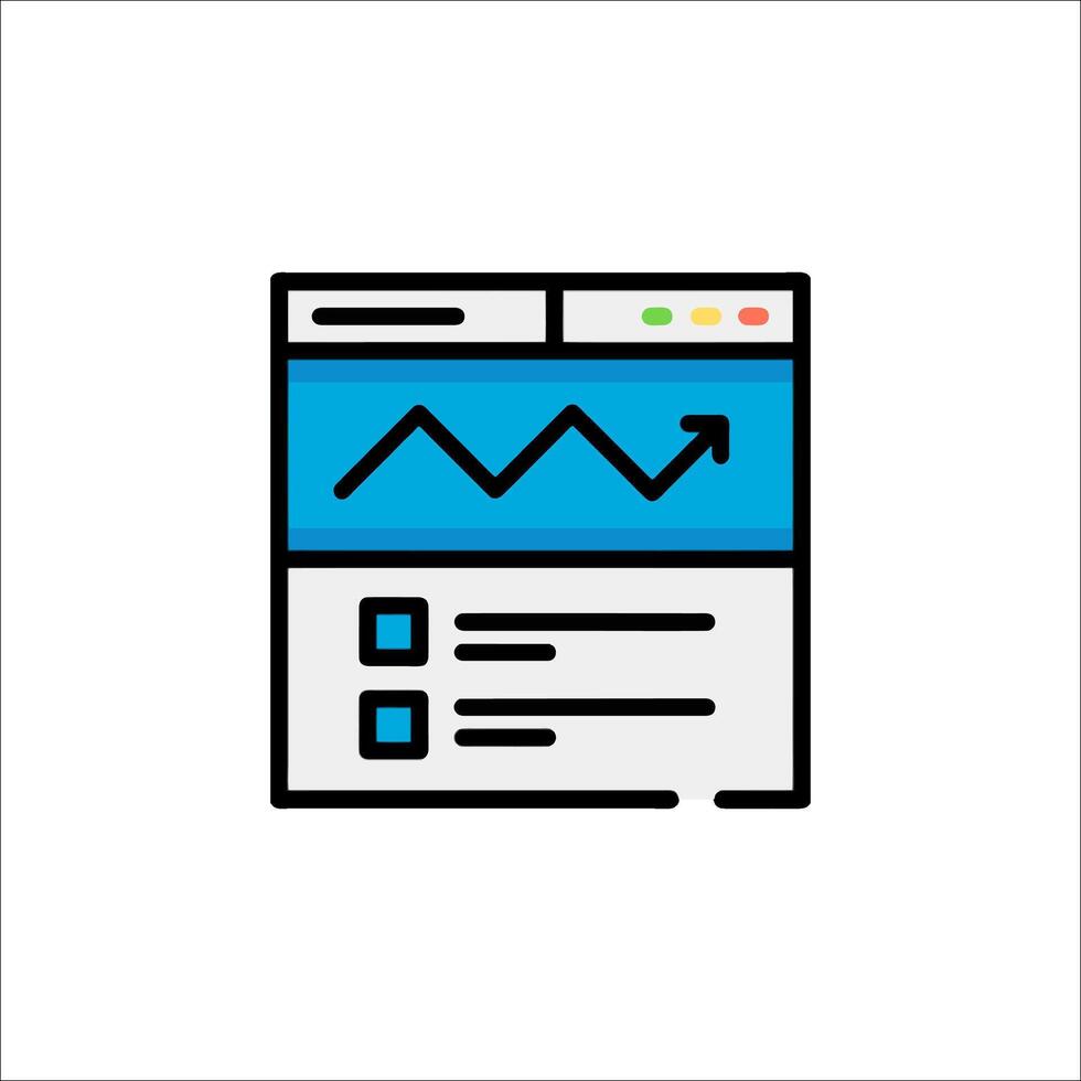 A web page with a graph and a bar chart vector