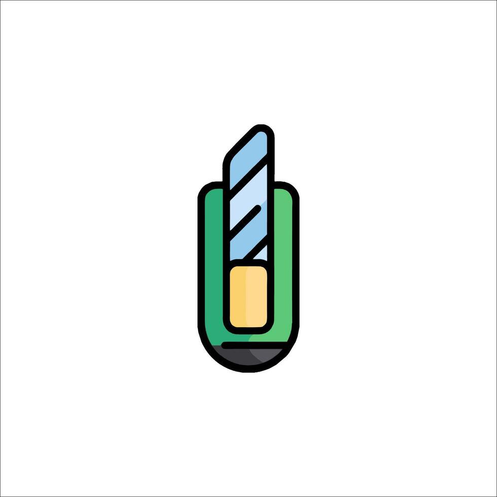 A green and blue pencil with a blue tip vector