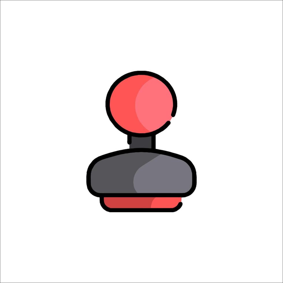 A red and black button icon on a white background vector