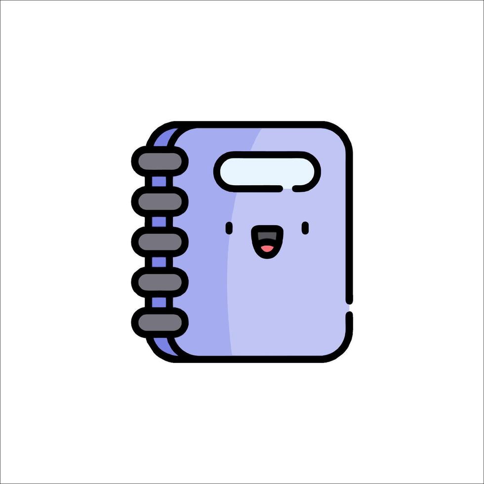 A purple notebook with a face and a smile vector