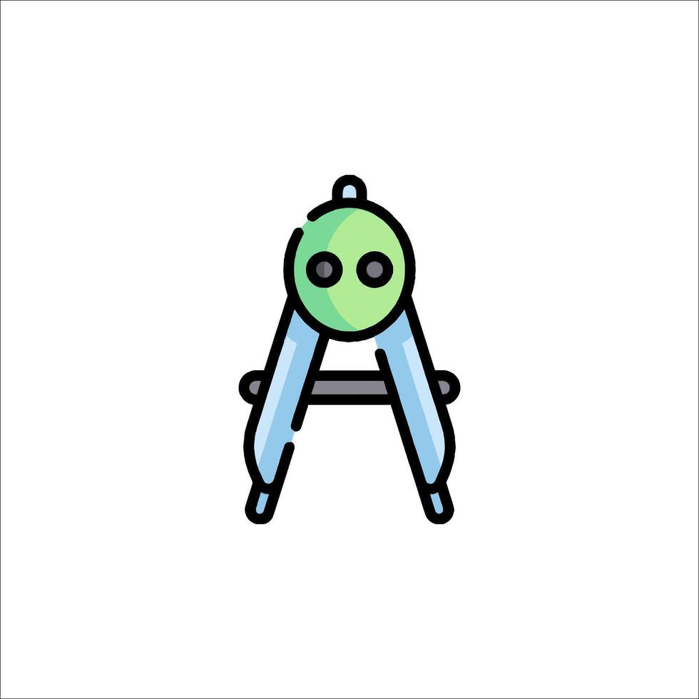A green and black compass icon with a face on it vector